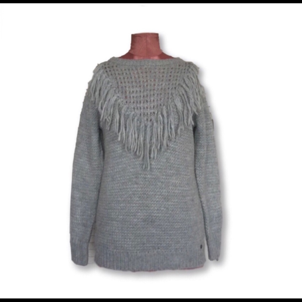 🇮🇹 Replay Fringed Bib Wool Sweater Made in Italy NWOT Medium